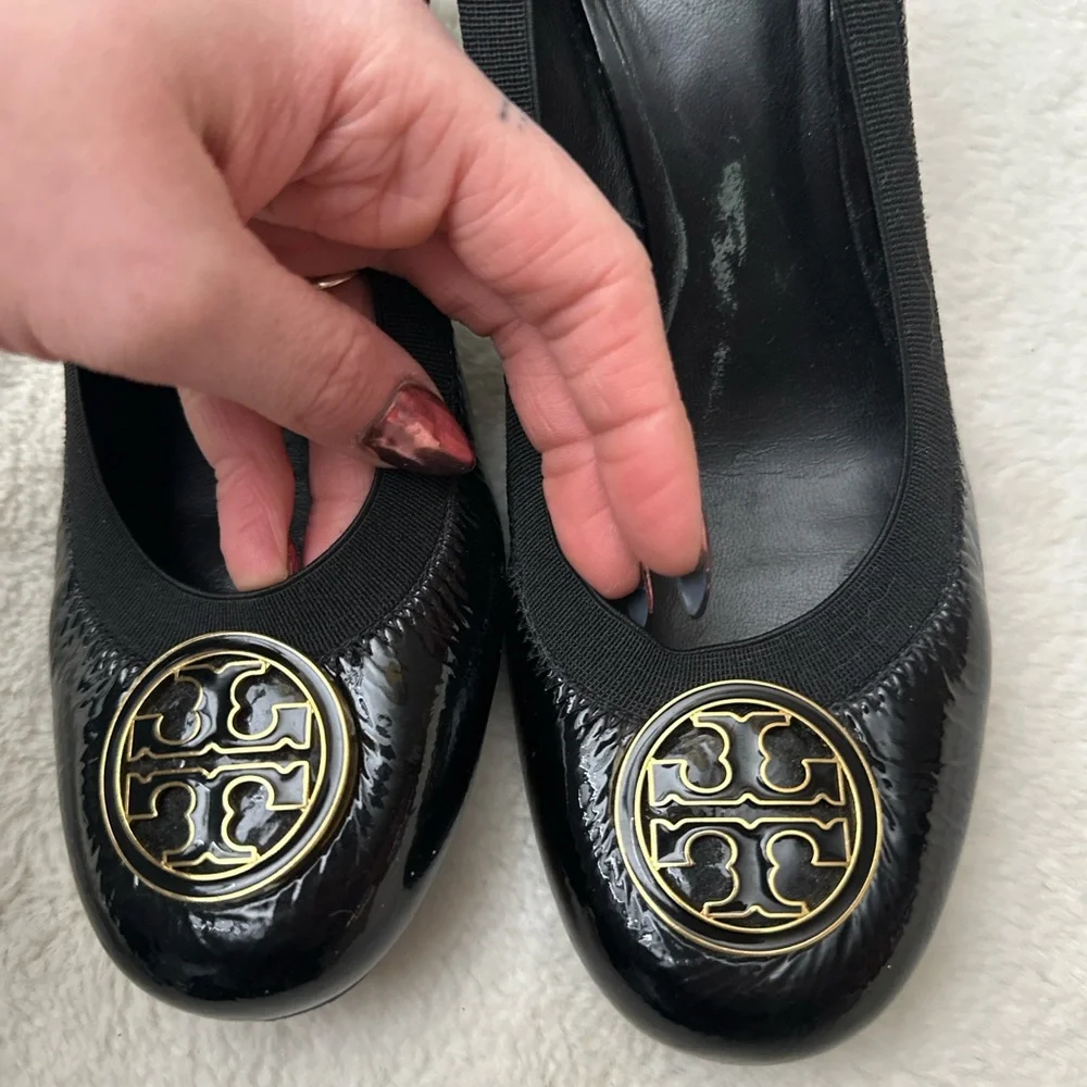 Tory Burch Caroline black leather heels